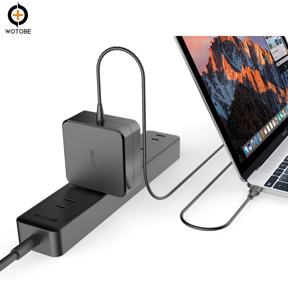 USB адаптер питания для ноутбука быстрая зарядка интерфейса TYPE C 60 Вт телефона 5 В 3