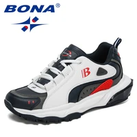 bona 2021 new designers action leather casual running sport shoes men walking footwear breathable tennis shoes mansculino trendy