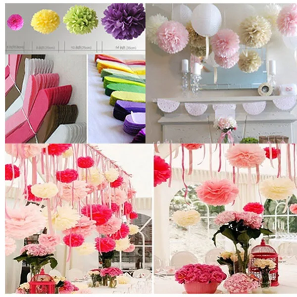 Праздничные принадлежности 35 см = 14 дюймов цветы из салфетки помпоны шарики