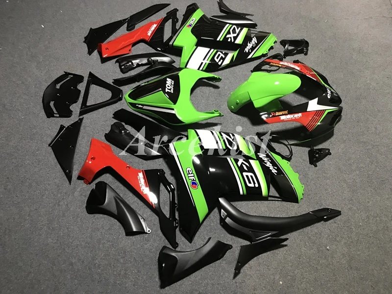

Новинка из АБС-пластика для мотоцикла весь обтекатели комплект подходит для Kawasaki Ninja ZX-6R 636 07 08 ZX6R 2007 2008 Кузов комплект красного, зеленого и FR