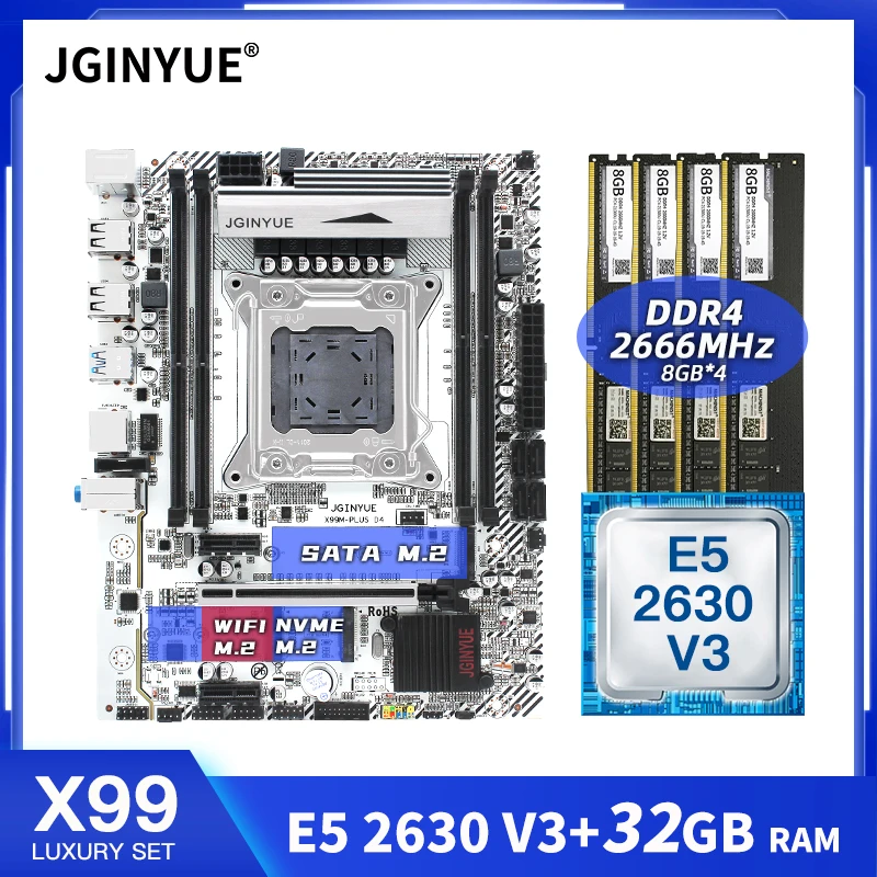 JGINYUE X99 материнская плата LGA 2011 3 комплекта комплект с картой памяти 32 Гб 4*8G DDR4