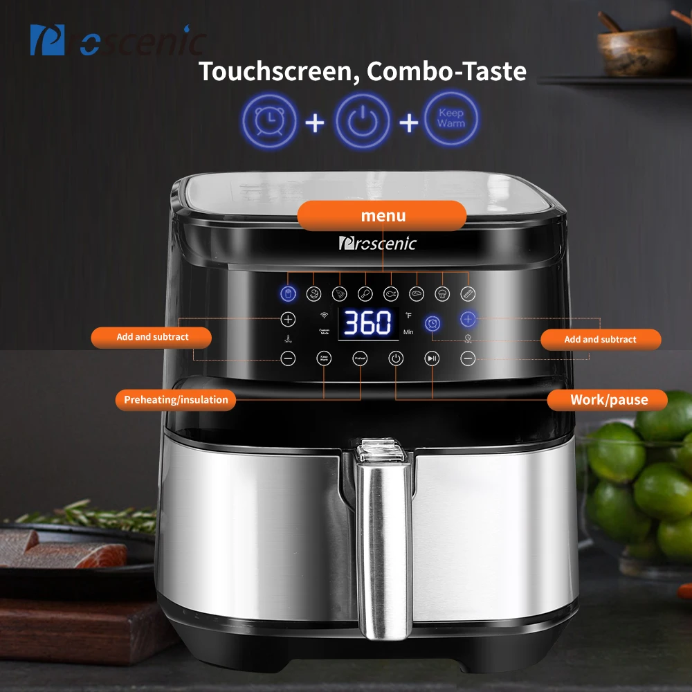Проксеник Т21 Аэрофритюрница 5,5 литра Безмасляное приготовление для жарки Здоровая фритюрница Пицца Смарт Тач ЖК дисплей.