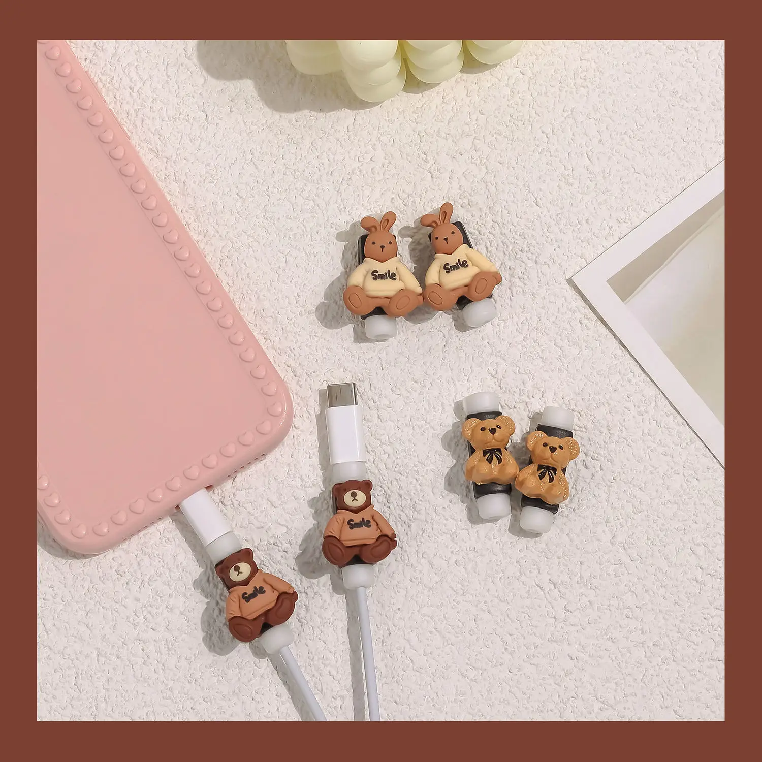 Милая защита кабеля с мультяшными животными для Iphone Usb-кабель держатель зажим