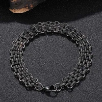 stainless steel vintage bracelet men black link chain retro wristband male fashion jewelry accessories christmas gift gs0067