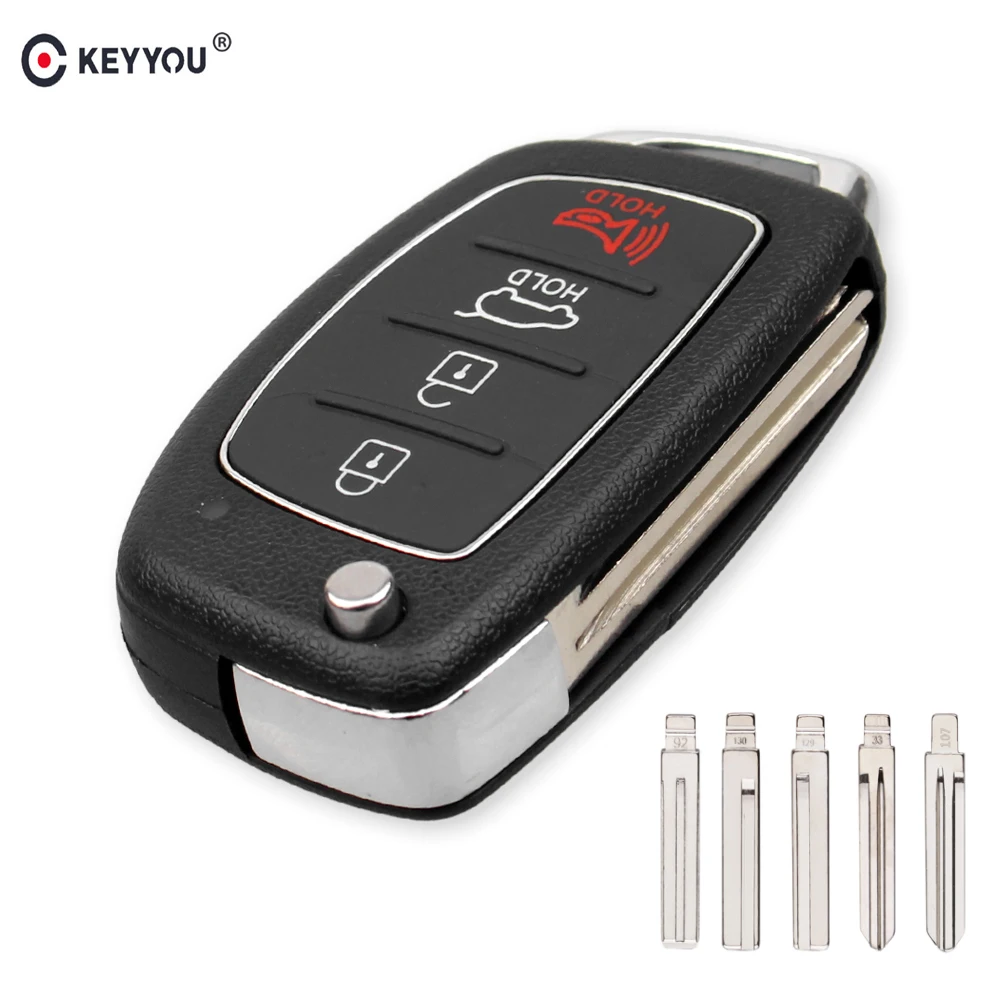 KEYYOU 4 Button Filp Remote Car Key Shell Fob Case For Hyundai Tucson Mistra HB20 SANTA FE IX35 IX45 Accent I40 Solaris | Автомобили и