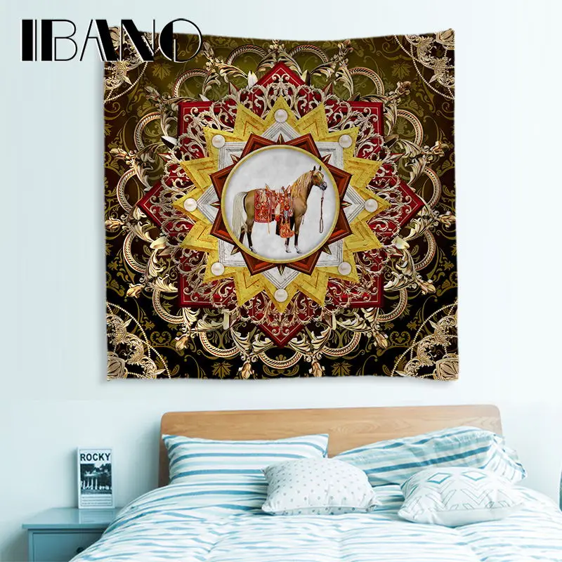 

IBANO Mandala Horse Boho Tapestry Art Wall Hanging Blanket Home Decor for Bar Kitchen Room Living Room Tapestry