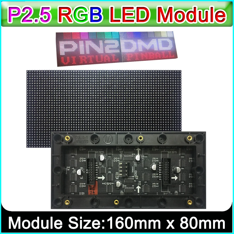 P2.5 Крытый полный Цвет светодиодный Дисплей модуль 64x32 160 мм x 80 для игры в пинбол