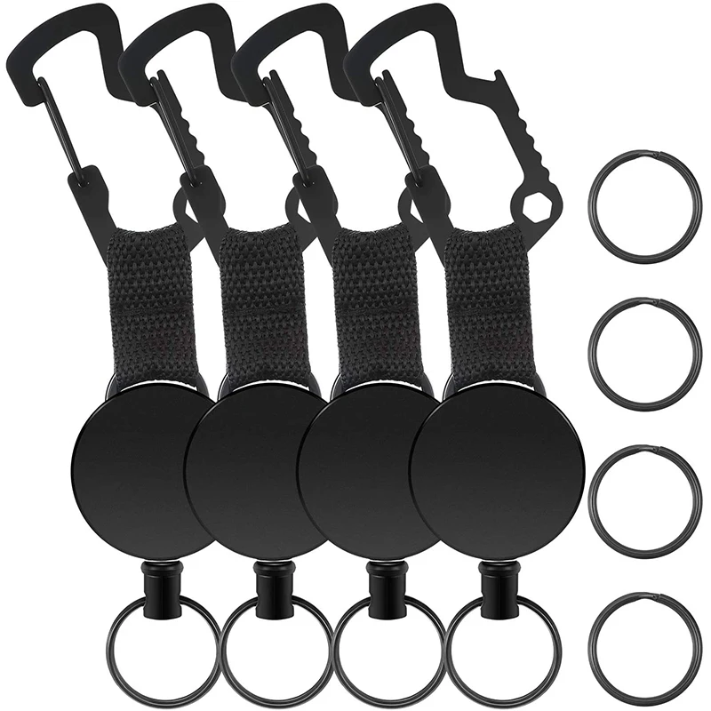 

4 шт выдвижной ключ значок на цепочке с держателем 4 шт. Брелоки для ключей имя держатель для карт многоцелевой инструмент