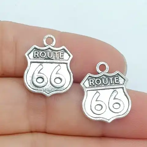 10 pieces.18x14 mm Antique silver color bilateral route 66 sign Suspension for self -manufacture of jewelry jewelry buckshots ...
