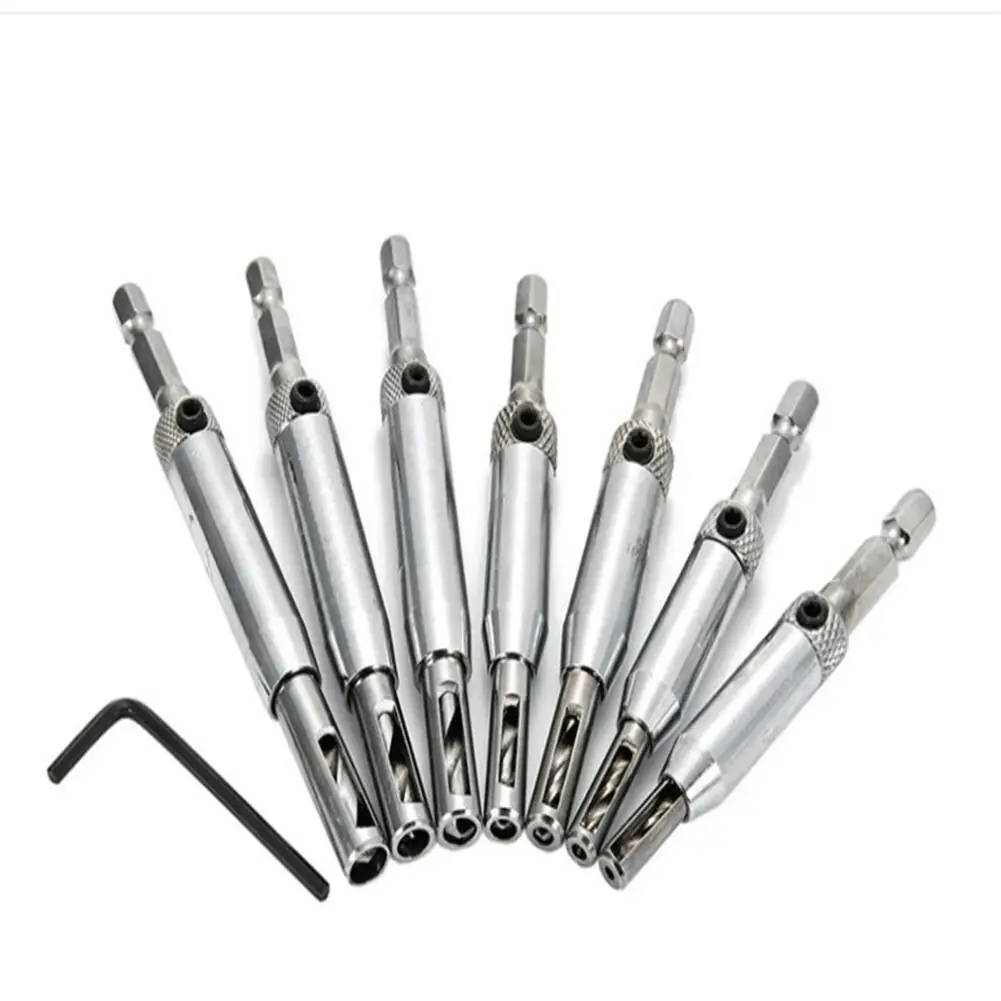 

7+1 Self Centering Hinge Tapper Core Drill Bit Set for Woodworking, Adjustable Door Window Drill Bits