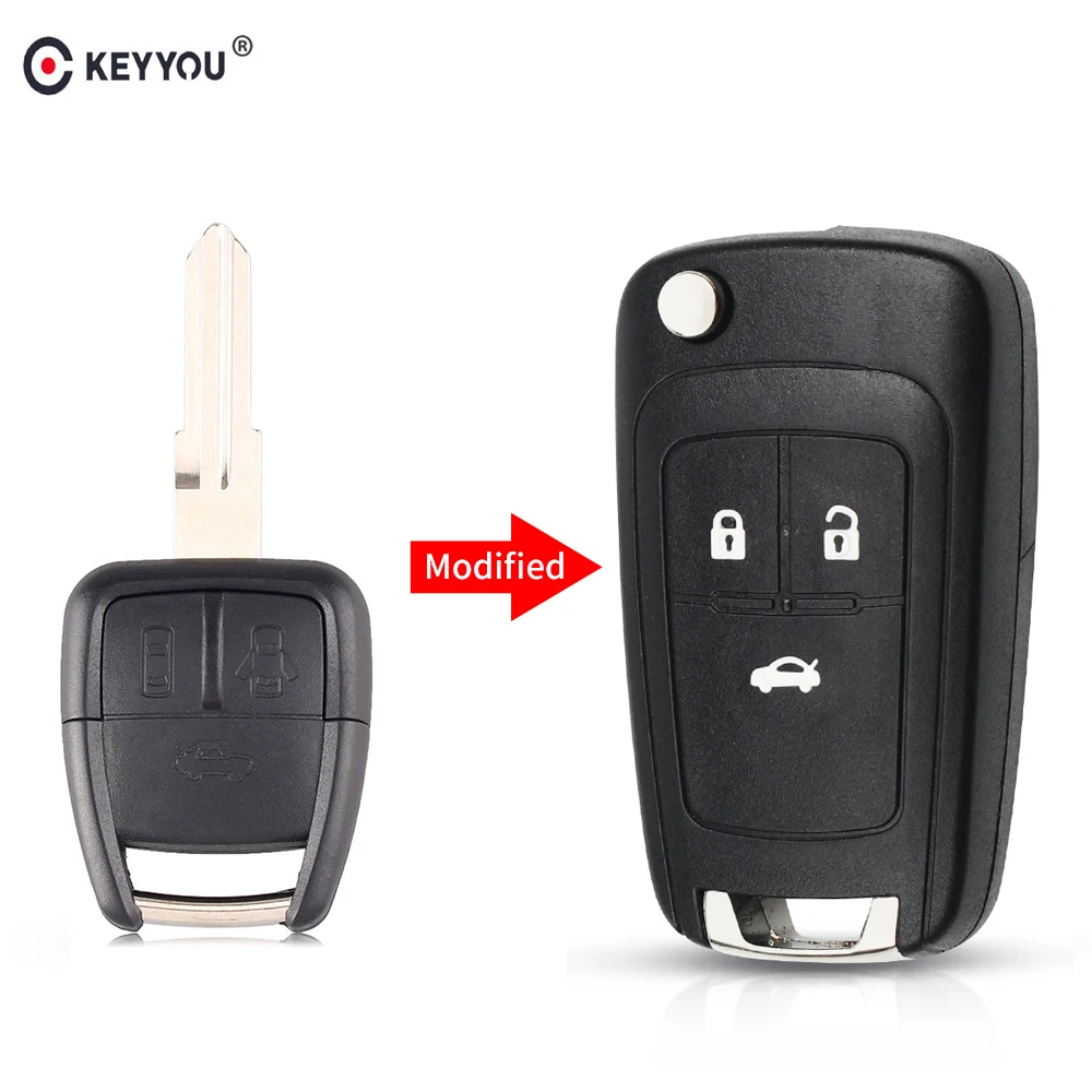 KEYYOU Складной автомобильный корпус для дистанционного ключа с 3 кнопками