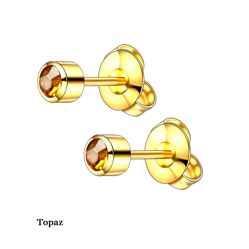 Серьги гвоздики из нержавеющей стали с круглыми кристаллами 2 мм|Серьги-гвоздики|