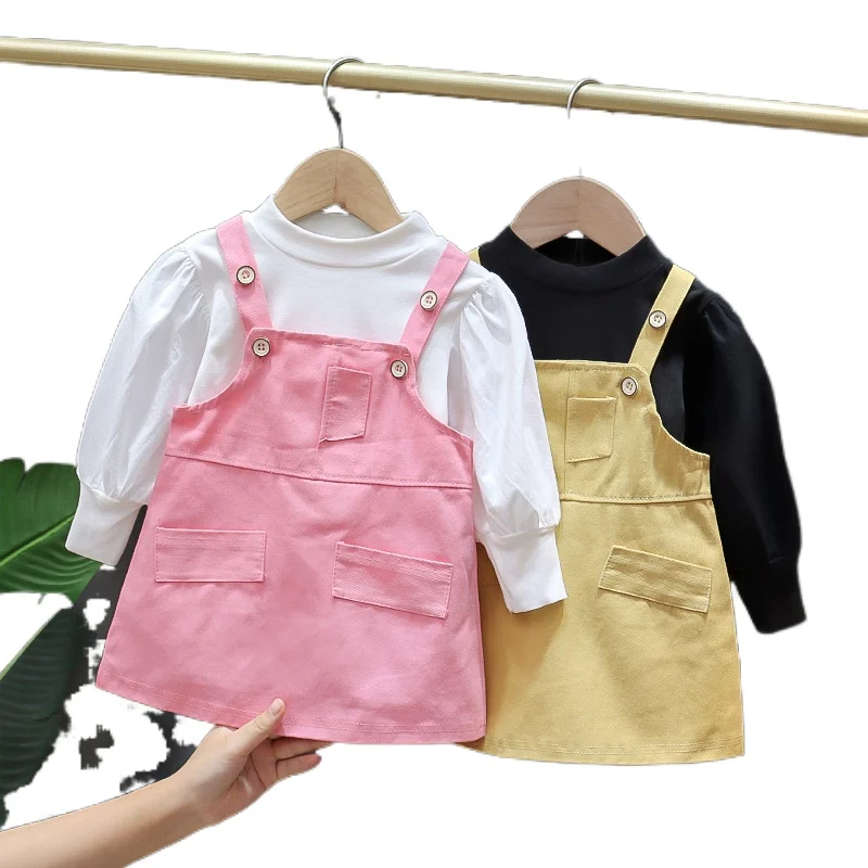

12M-3T girl baby autumn long sleeve princess suit little girl suspender skirt baby