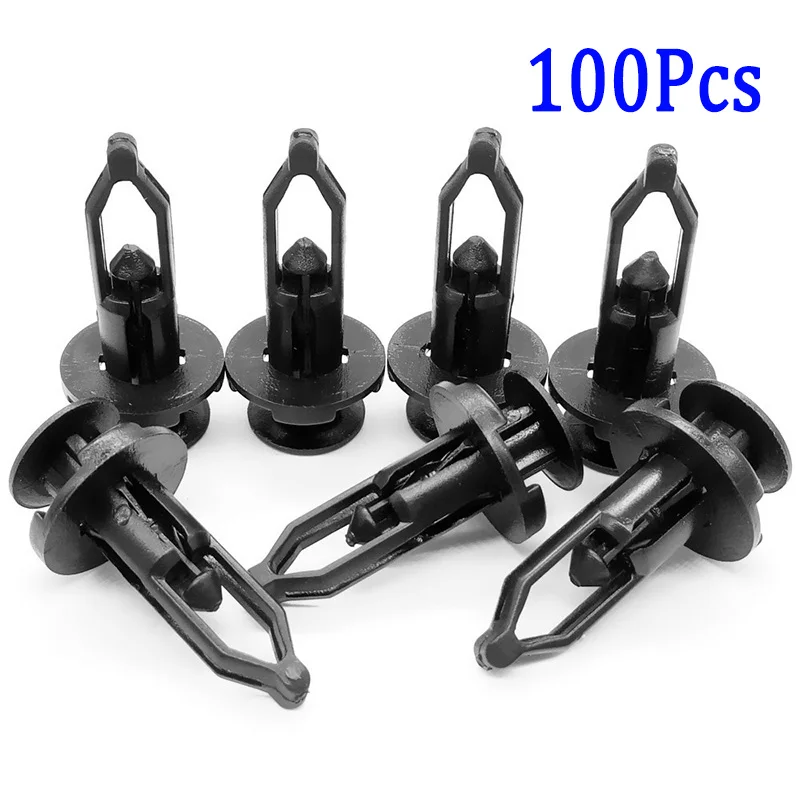 

100pcs 9mm Auto Fastener Clip Car Bumper Rear Cover Push-Type Retainer Pin Rivet Plastic Fixed Clip Fasteners Car Accessories