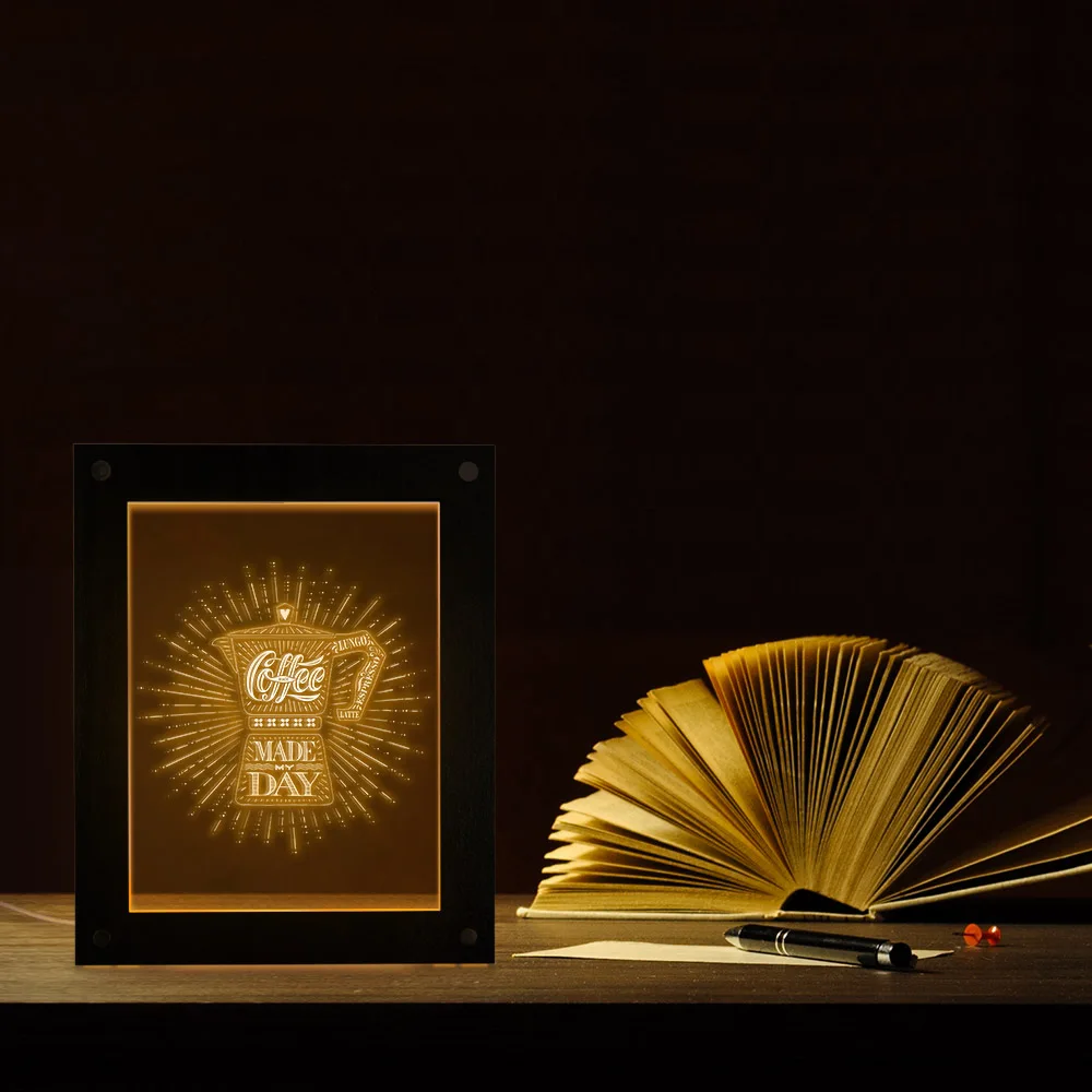 Забавная настольная светодиодная подсветка с цитатами кофе для кофе|Рамка| |