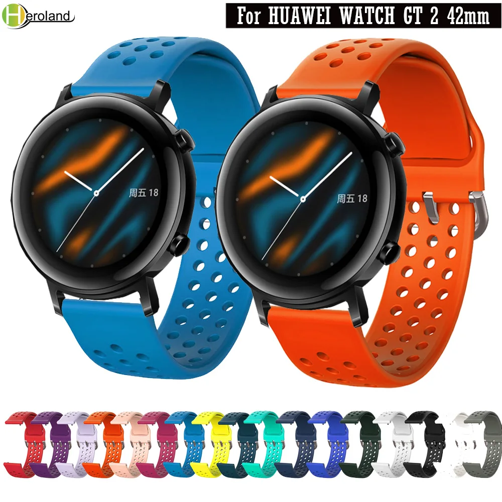 

Sport silicone 20mm Watchband strap For Huawei watch GT 2 42mm Smart Wristbands Bracelet for Samsung Galaxy 42mm wriststrap belt