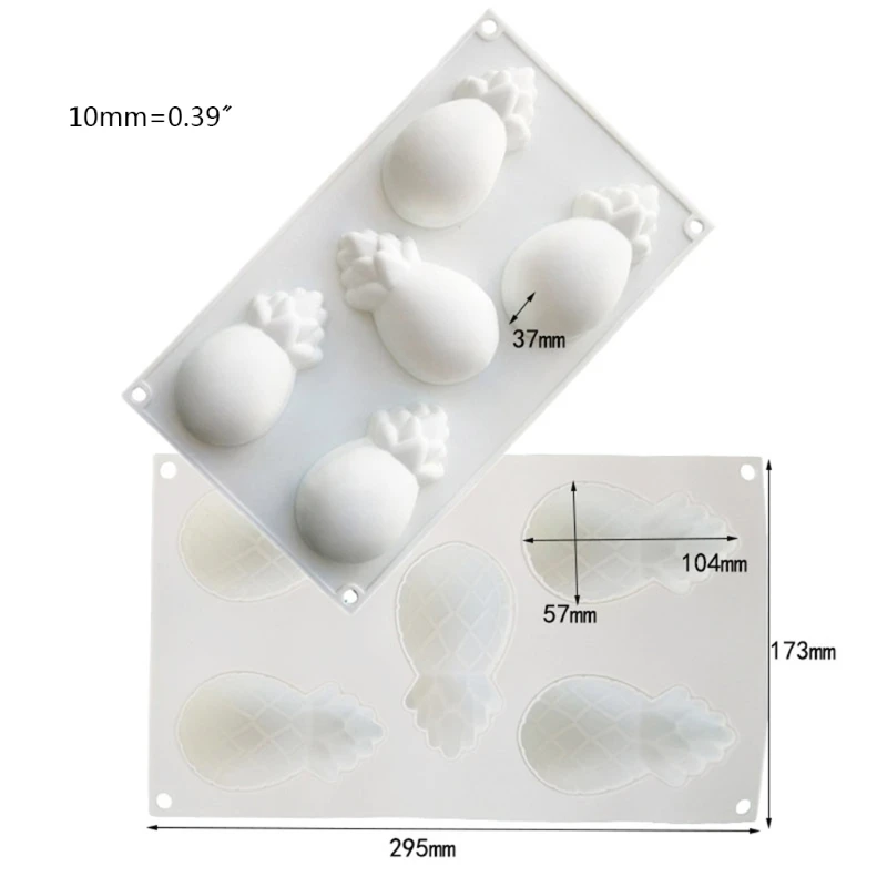 

5 Cavity Pineapple Silicone Mold for Baking Chocolate Mousse Cake Ice Cream French Dessert Pastry Mould