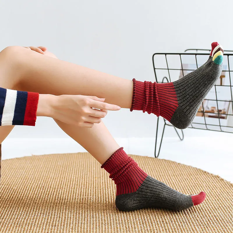 1 пара носков с пятью пальцами женские носки без пятки забавные цветные