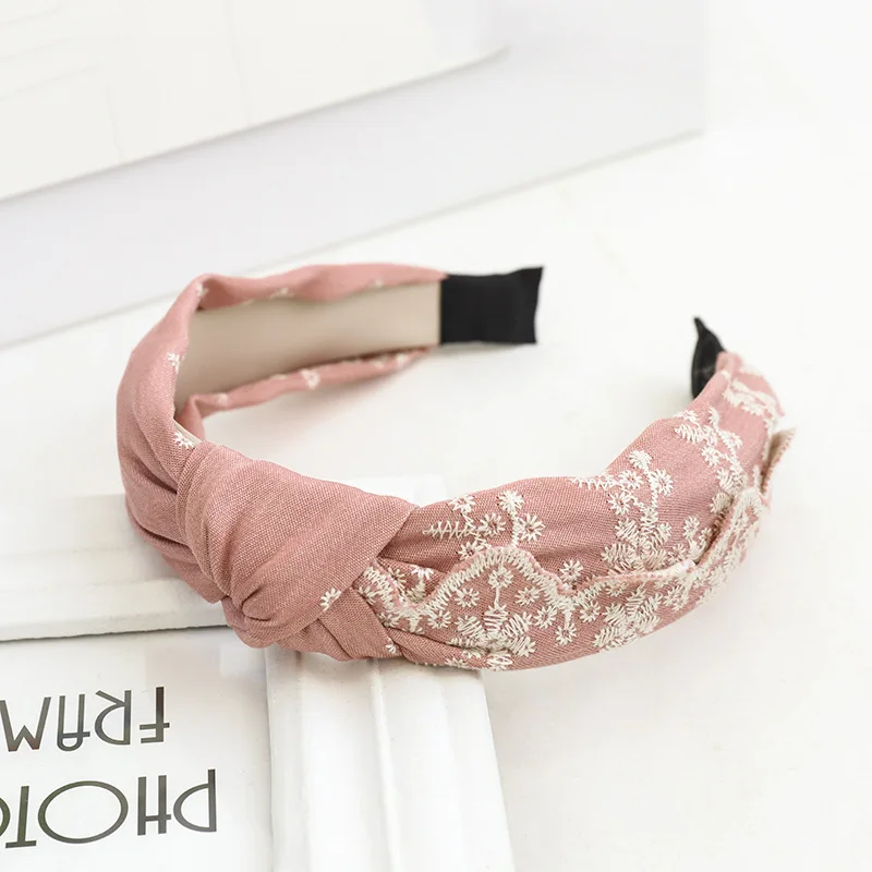 Ободок для волос женский с вышивкой в виде снежинок элегантный обруч перехлёстом