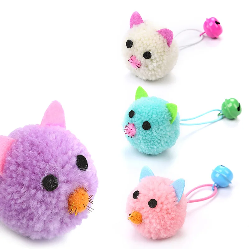 Новые игрушки для кошек Плюшевые Мышь головка Форма колокольчики самостоятельно