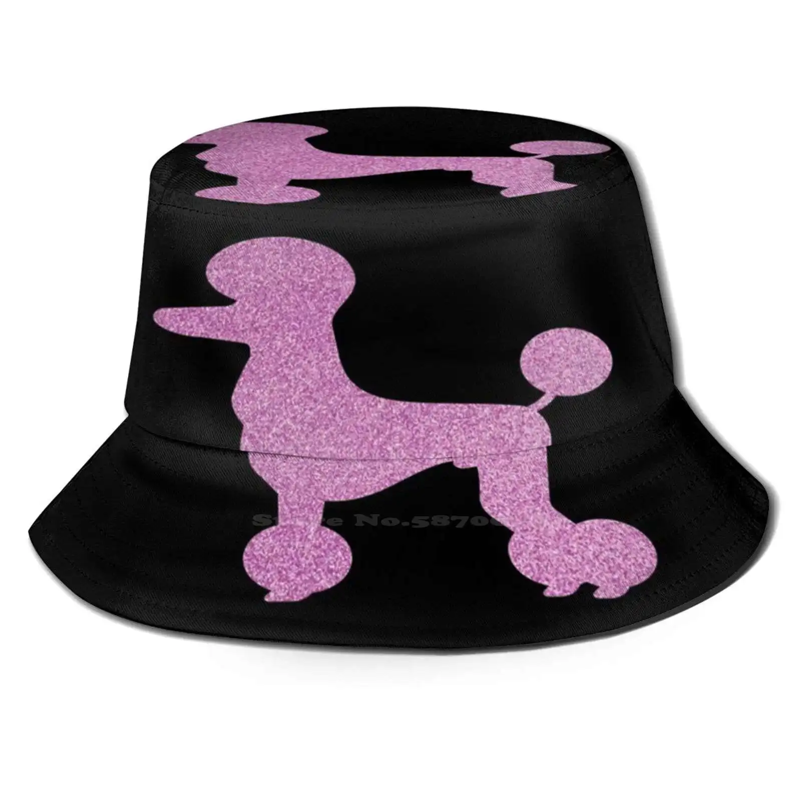 

Пудель Собака Искусство декоративный Розовый Блестящий подарок для женщин Открытый солнце Рыбалка Панама Шляпы для девочки Пудель Собака ...