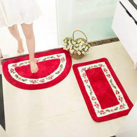 

Heart Shape Kitchen Mat Floor Carpet For Living Room Semicircle Bathroom Door Carpet Water Absorption Bath Mat Non-slip Home Rug