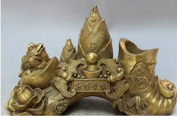 323 10 &quotкитайские латунные украшения богатство Hoptoad жаба цветок Летучая мышь