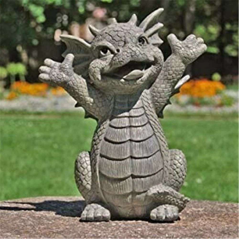 

Small Dinosaur Shape Meditation Sculpture Resin Home Desk Dragon Meditated Statue Model Garden Outdoor Yard Decoration