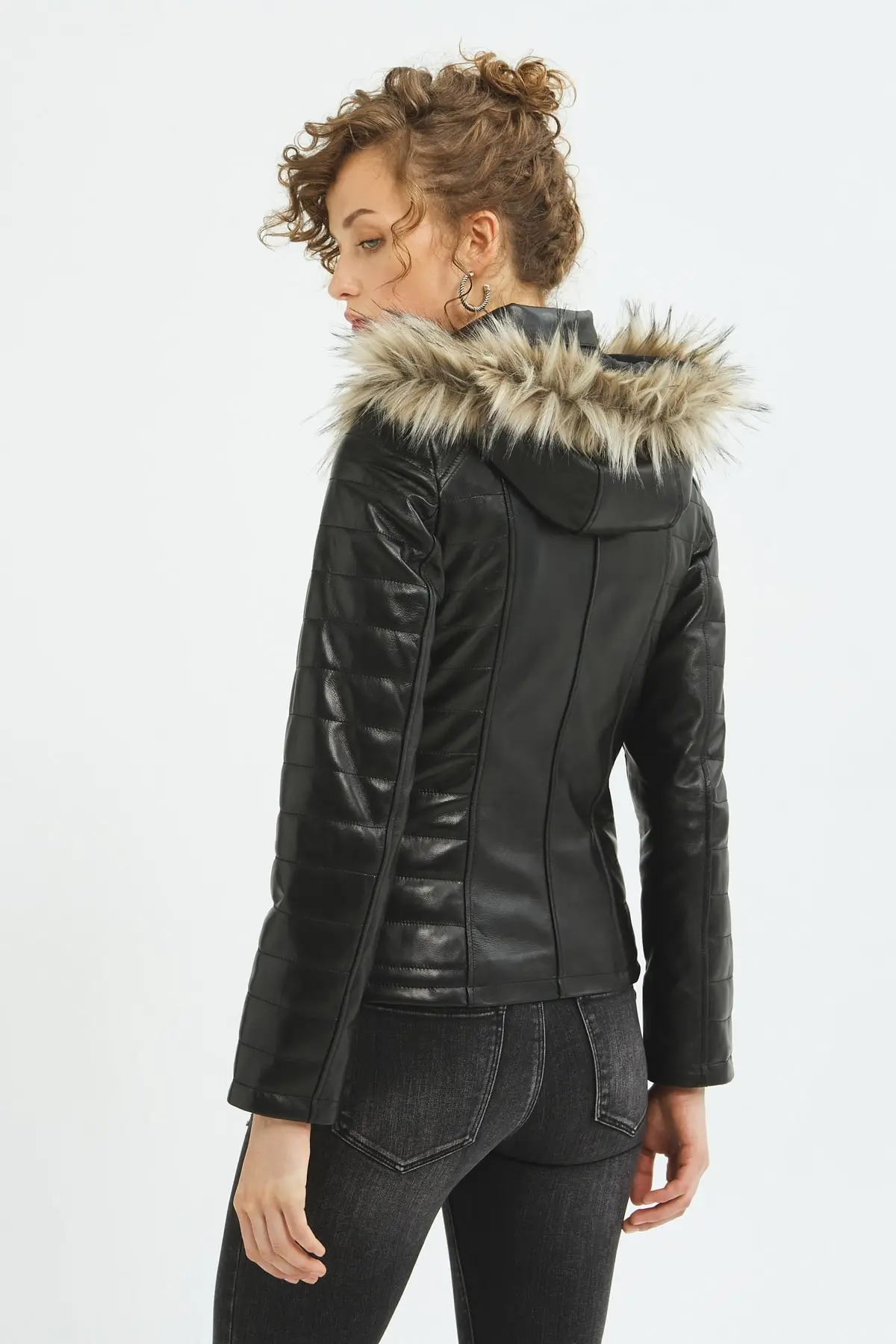 Genuine leather hooded overcoat real sheepskin sports jacket autumn winter season clothing new fashion clothing collar waterproof