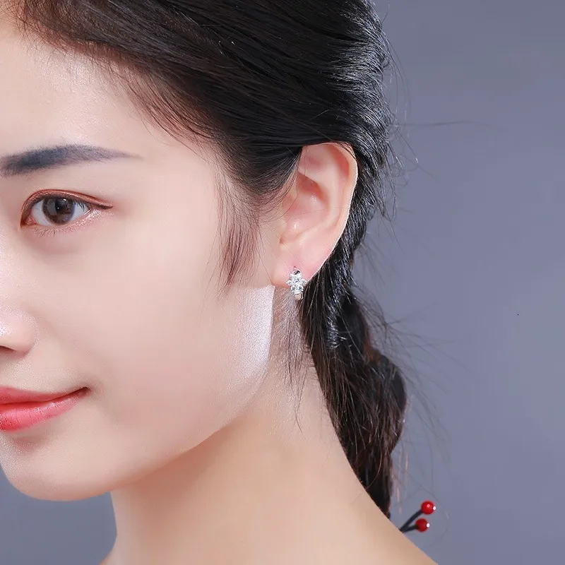 Cute 925 Sterling Silver Gold Color Flower Circle Small Loop Huggie Hoop Earrings For Women Jewelry Kids Baby Girls Arose Argola