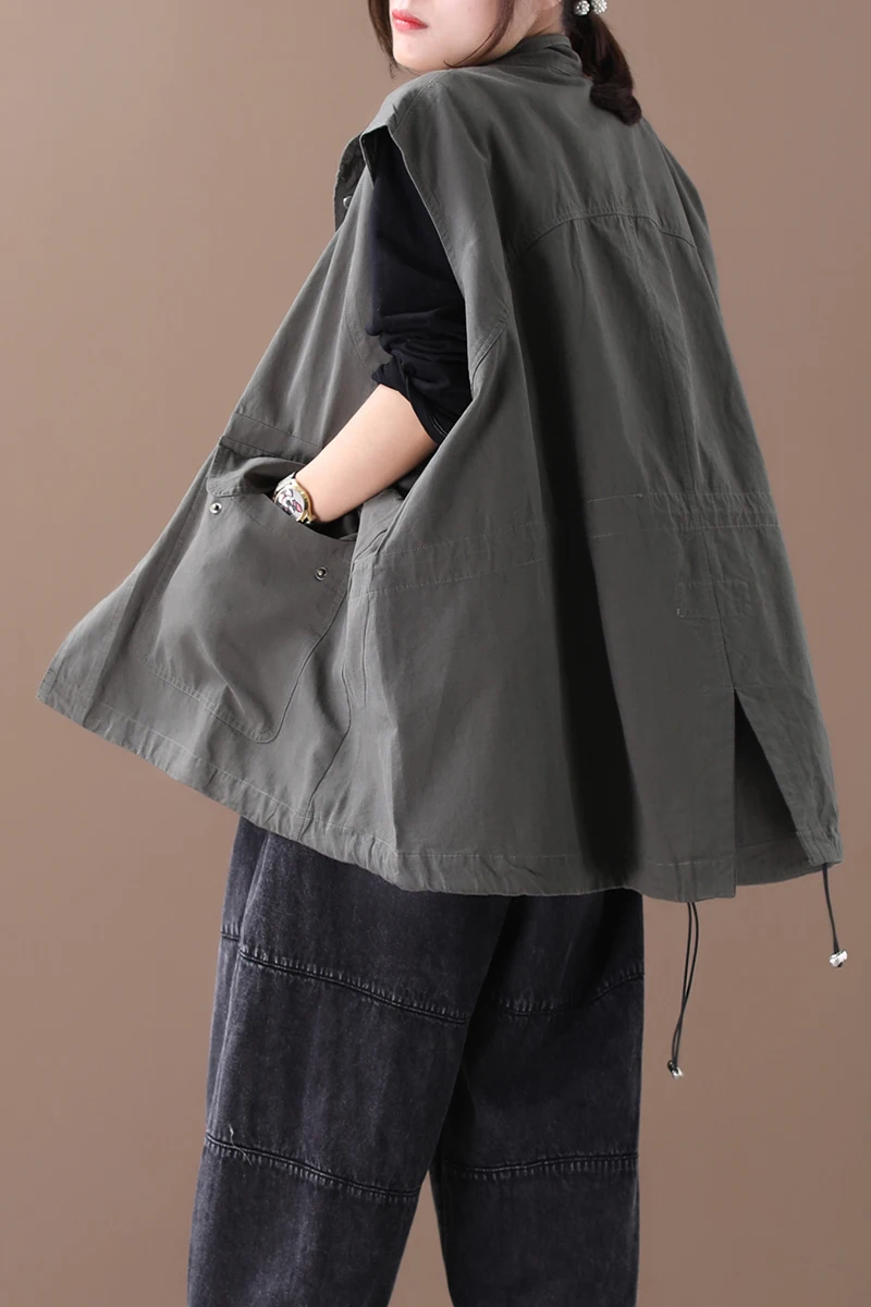 Women vest Autumn Winter Large size Loose Cardigan Coat 2019 New Ladies Fashion Tops Sleeveless pocket Casual jackets | Женская одежда
