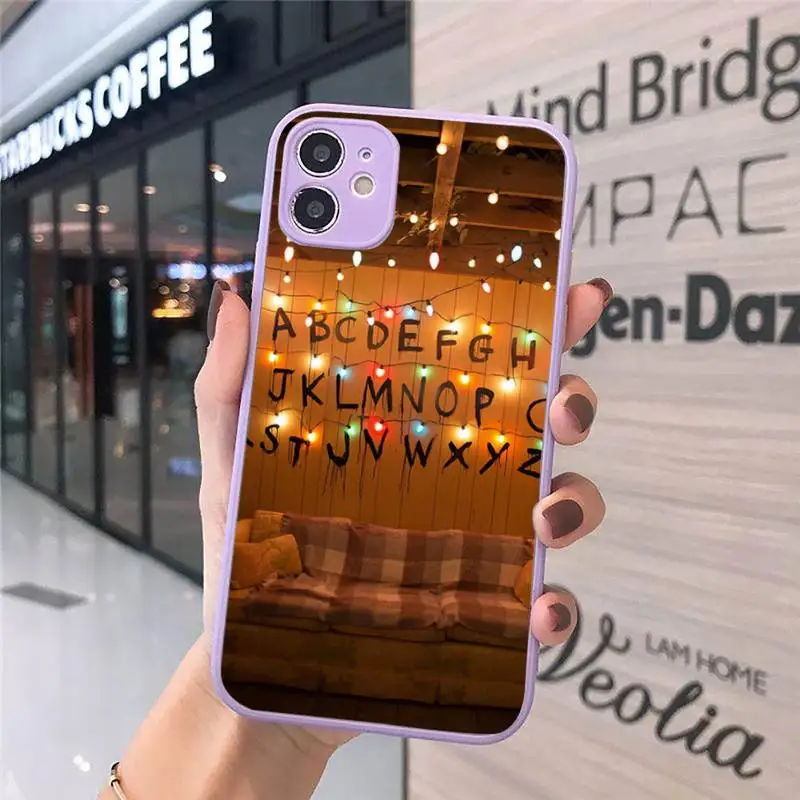 

Stranger Things friends tv Phone Case Matte transparent For Purple iPhone 12 Mini 11 Pro XR XS Max 7 8 Plus X Back Cover