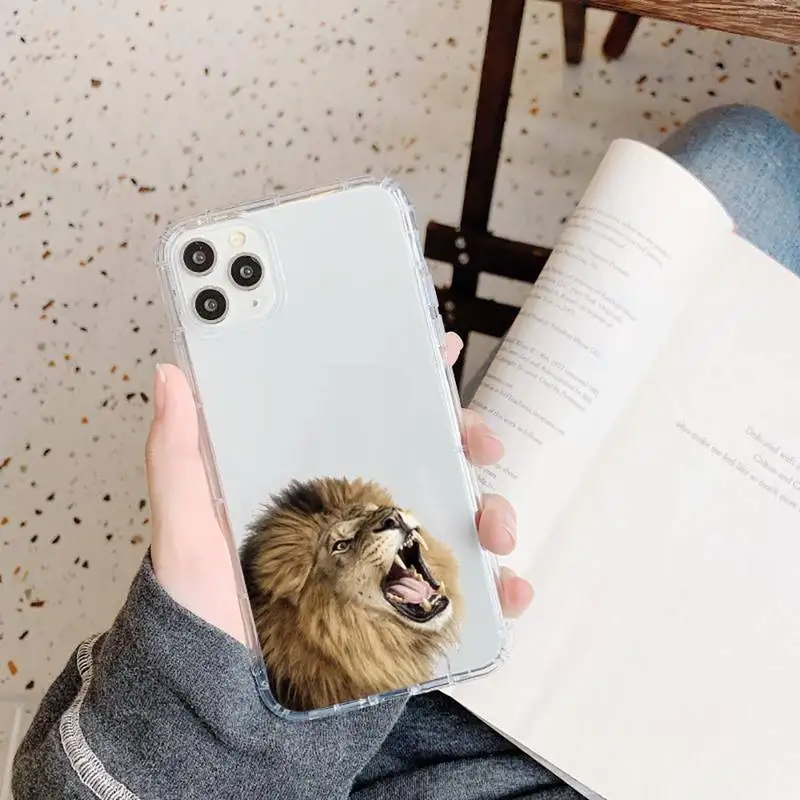 

lion Animal fierce king Phone Case Transparent soft For iphone 5 5s 5c se 6 6s 7 8 11 12 plus mini x xs xr pro max