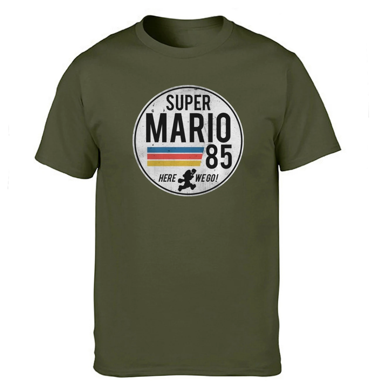 Футболка мужская с надписью Super Mario 85 черно белая хлопковая короткими рукавами в