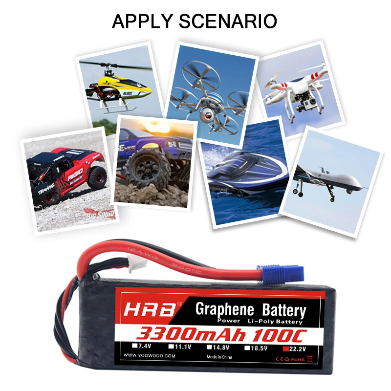 HRB Графен батарея 22 2 V 3300mah 6S Lipo 100C 200C XT60-T разъем для goblin trex 550 вертолет Дрон RC