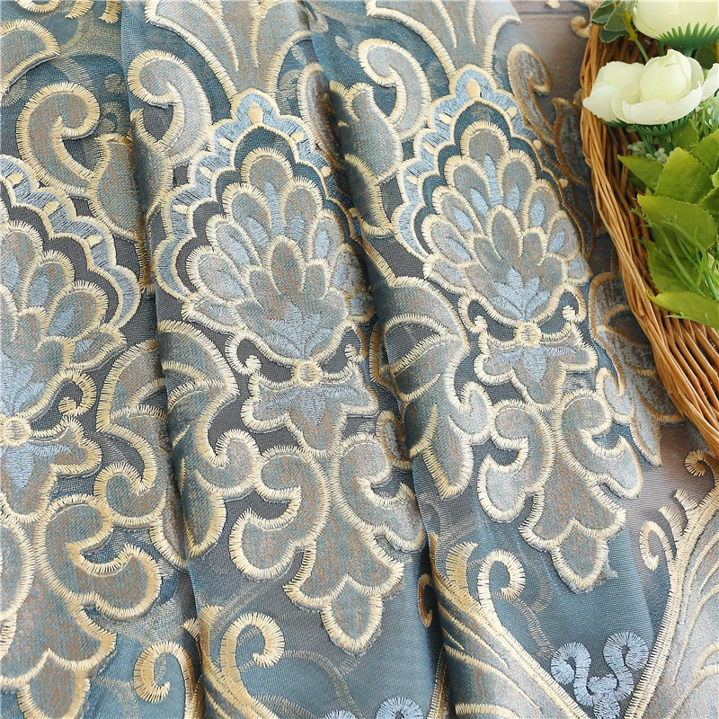 Европейские бархатные занавески с ажурной вышивкой для гостиной