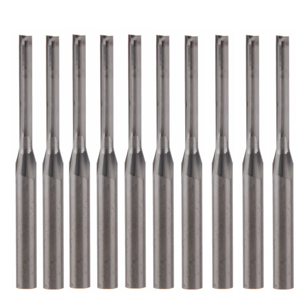 

10pcs/lot 3.175mm CED 2mm CEL 15mm Straight Slot Bit Wood Milling Cutter CNC Solid Carbide Two Double Flute Bits CNC Router Bits