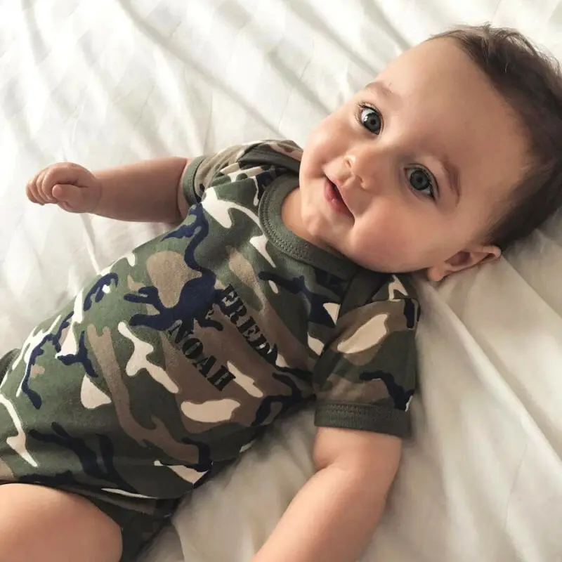 

Cute Infant Baby Boy Girls Camo Romper Bodysuit Jumpsuit Clothes Size 0-24M Camouflage Army Green Baby Climbing Clothes Cotton