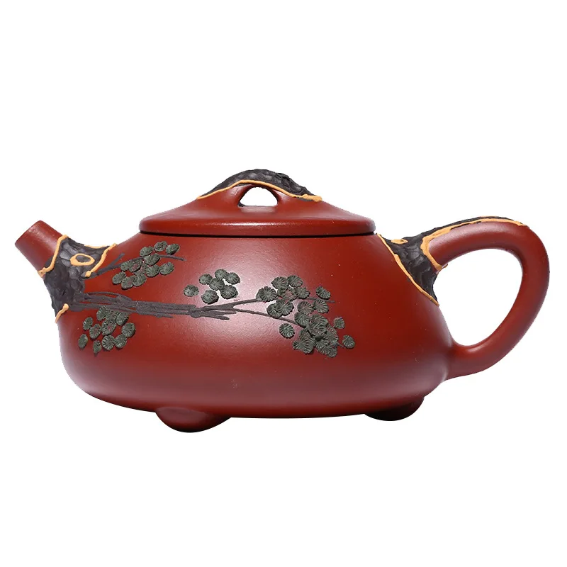 

Yixing Dahongpao handmade famous purple clay pot household Decal style plum blossom stone ladle teapot