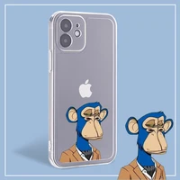 cartoon monkey creative protection clear phone case for iphone 11 12 pro max mini xs xr 7 8p soft transparent phone cover coque