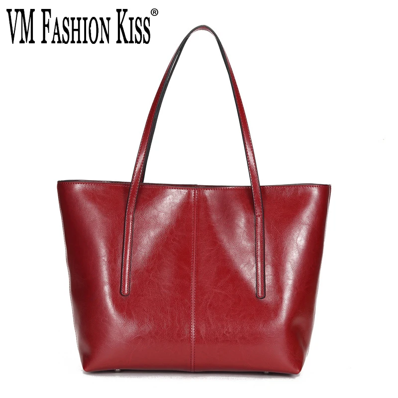 VM FASHION KISS Женская Классическая Сумка-тоут из натуральной кожи большая сумка