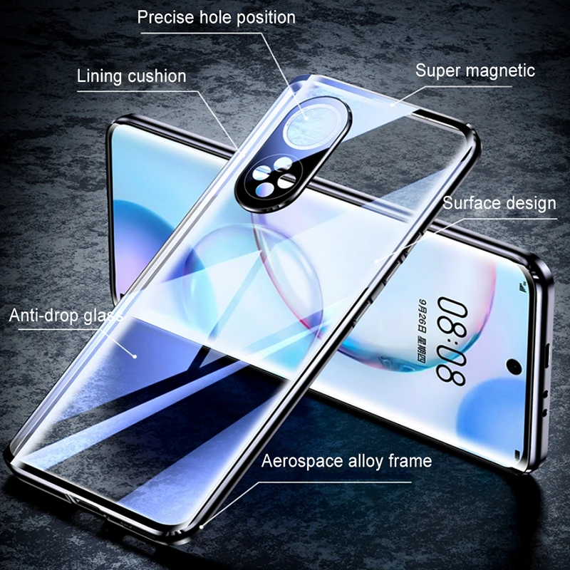 NEW 360° Full Magnetic Metal Protection Lens Case For Huawei Honor 50 70 Pro P30 P50 Nova 9 8 SE Double-sided Glass Phone Cover