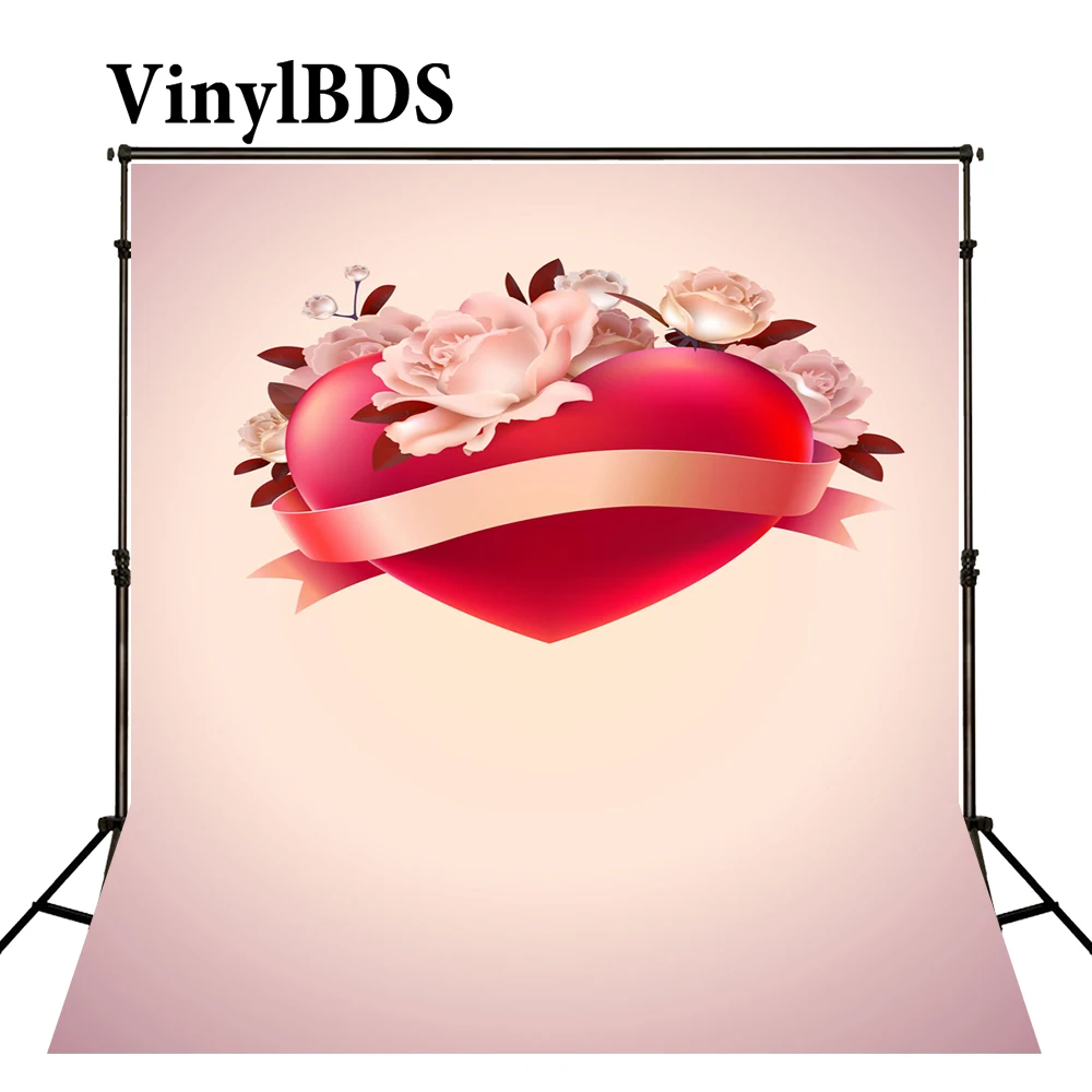 

VinylBDS 5x7ft Valentine'S Day Background Photography Backdrops Pink Flower Wedding Backdrop Newborn Photo for Children Studio