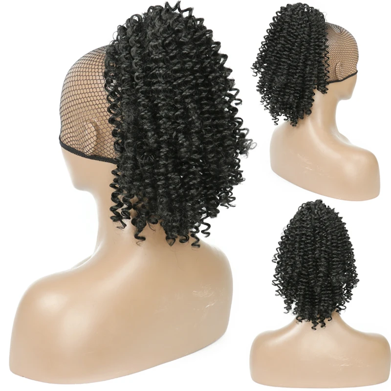 Синтетический слоеный афро кудрявый шиньон наращивание волос для женщин пучок с