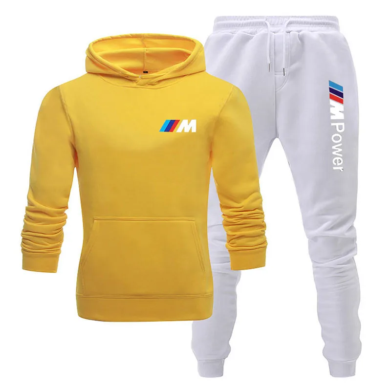 

NEW Tracksuit Men Fashion Hoodies Men Suits Brand Yes BMW Sets Men Sweatshirts+Sweatpants Fleece Hooded Pullover