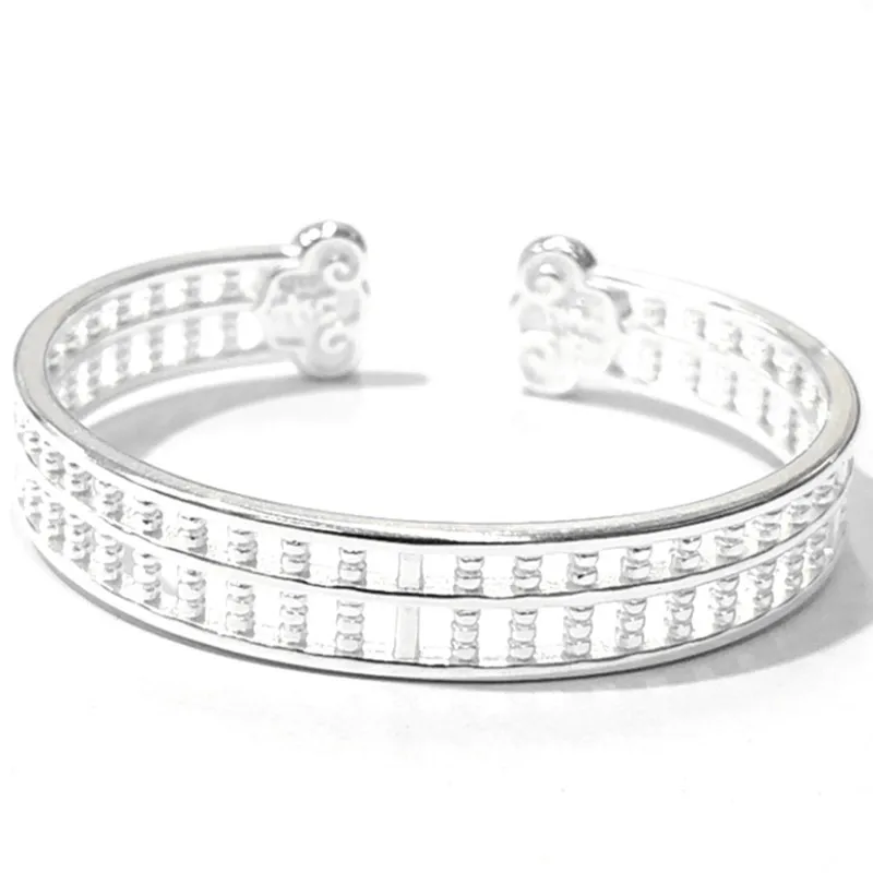 vintage 925 sterling silver lucky blessing abacus bracelets simple retro opening bracelet ladies jewelry | Украшения и аксессуары