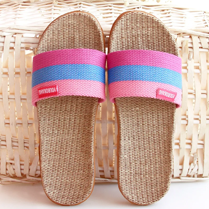 Женские пляжные туфли Вьетнамки летние сандалии Новинка 2019 года Льняные тапочки
