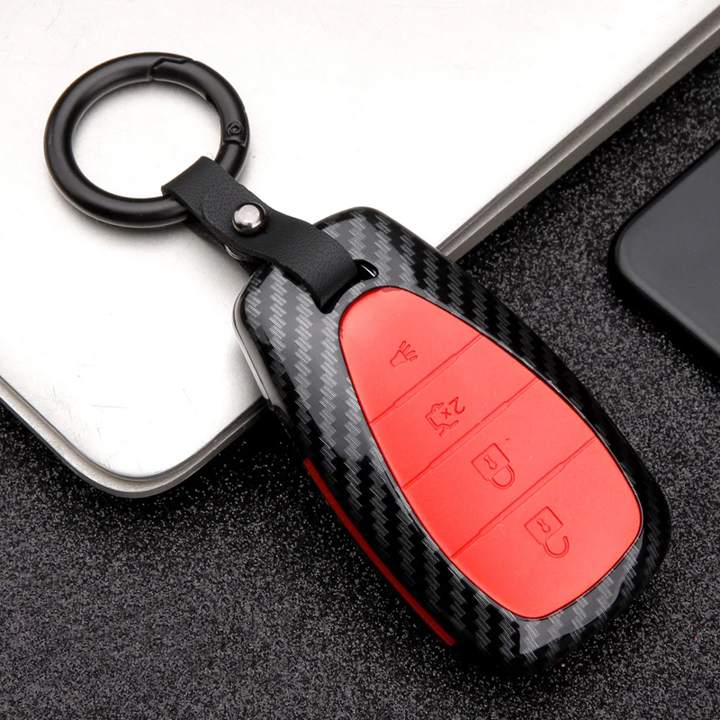 

Carbon fiber silicone Key Case Cover for Car Fit Chevrolet Cruze Malibu Equinox Sonic Traverse Camaro Smart Keyless Entry Shell