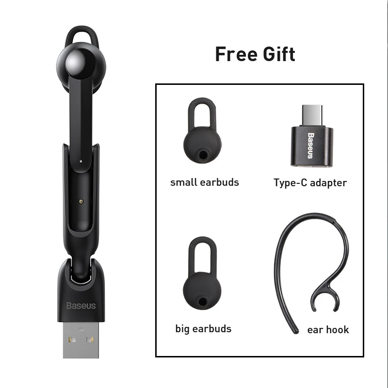 

Baseus Magnetic Charging Wireless Bluetooth Earphone Bluetooth Headset Single Handsfree with Microphone Business USB Ear Hook
