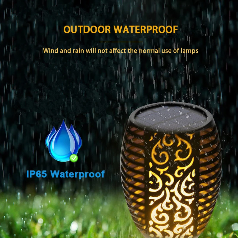 2020 светодиодный светильник с пламенем на солнечной батарее IP65 Водонепроницаемый